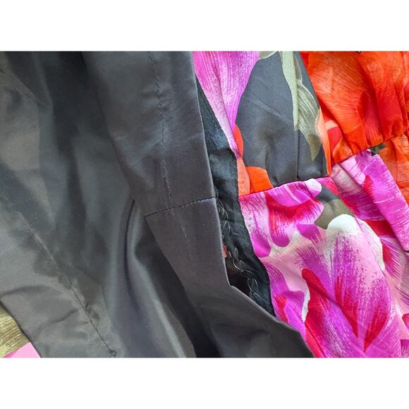 VICTOR COSTA Vintage Size 12 Floral Off Shoulder Dress Ruched Flower Multicolor - Picture 10 of 13